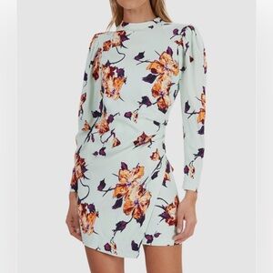 A.L.C. Jane Asymmetrical Dress in Cream and Orange Floral